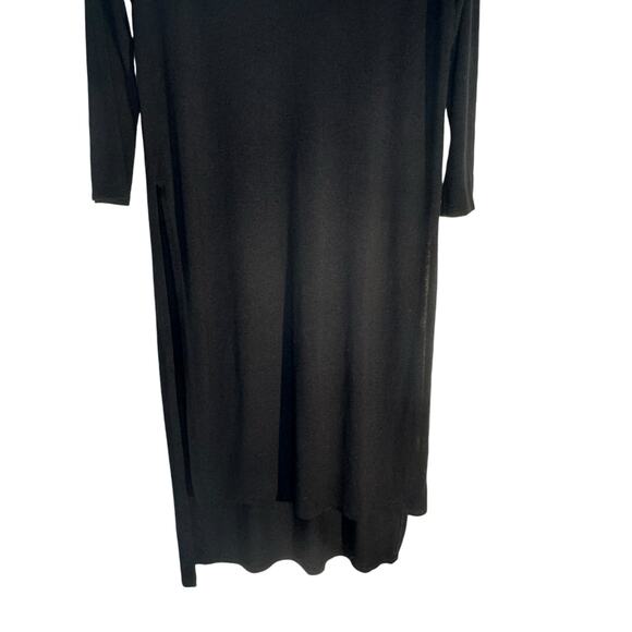 Womens Express Black High Low Midi Tunic Dress V Neck High Side Slits Size Large - Picture 6 of 7